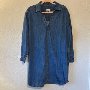 Universal Thread 100% Cotton V Neck Blue Denim Shirt Dress XL